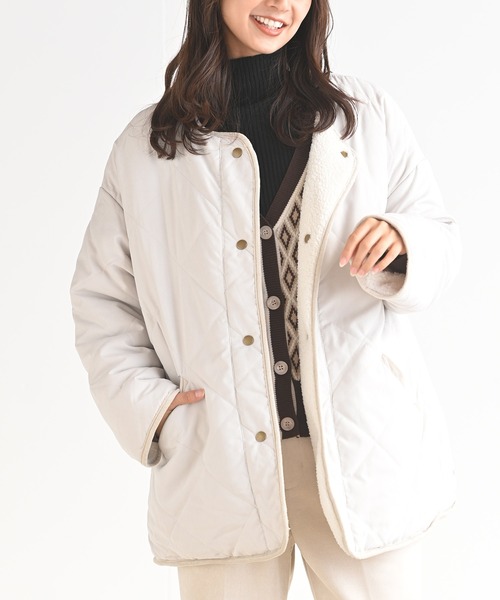 rps（アールピーエス）の「ピーチキルト×ボアリバーシブルコート（その他アウター・レディース・ベージュ/アイボリー/モカ/ライトカーキ・M）」の12枚目の写真