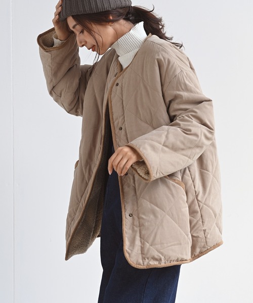 rps（アールピーエス）の「ピーチキルト×ボアリバーシブルコート（その他アウター・レディース・ベージュ/アイボリー/モカ/ライトカーキ・M）」の18枚目の写真