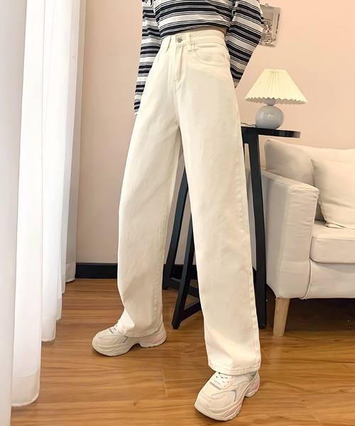 Dita Muaj.(ディータムアージュ)の「ハイウエスト ワイドストレートパンツ(デニムパンツ・レディース・ホワイト/ブラック・SMALL/LARGE/X-LARGE/MEDIUM)」の4枚目の写真