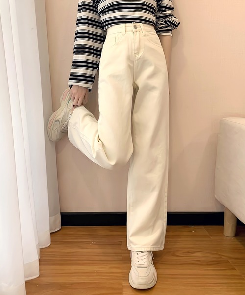 Dita Muaj.(ディータムアージュ)の「ハイウエスト ワイドストレートパンツ(デニムパンツ・レディース・ホワイト/ブラック・SMALL/LARGE/X-LARGE/MEDIUM)」の5枚目の写真