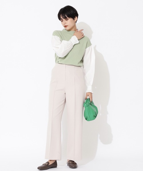 NATURAL BEAUTY BASIC（ナチュラルビューティーベーシック）の「[洗える]ダブルクロスセンターコバパンツ（その他パンツ・レディース・ベージュ/ライトグリーン・MEDIUM/X-SMALL/SMALL）」の18枚目の写真