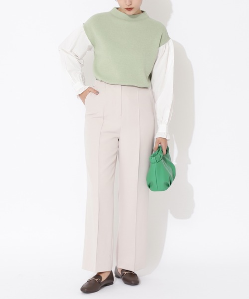 NATURAL BEAUTY BASIC（ナチュラルビューティーベーシック）の「[洗える]ダブルクロスセンターコバパンツ（その他パンツ・レディース・ベージュ/ライトグリーン・MEDIUM/X-SMALL/SMALL）」の15枚目の写真