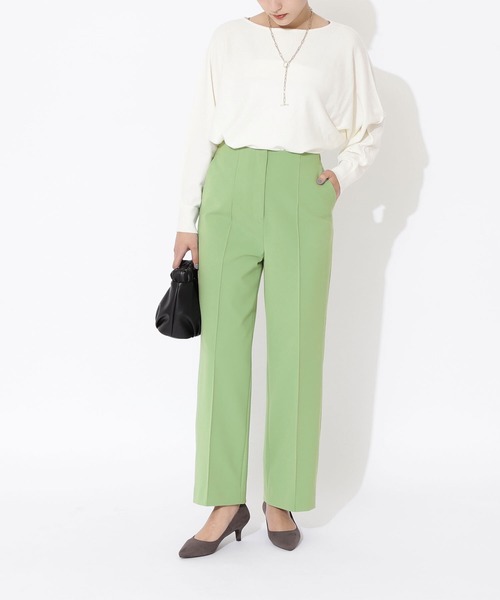 NATURAL BEAUTY BASIC（ナチュラルビューティーベーシック）の「[洗える]ダブルクロスセンターコバパンツ（その他パンツ・レディース・ベージュ/ライトグリーン・MEDIUM/X-SMALL/SMALL）」の4枚目の写真