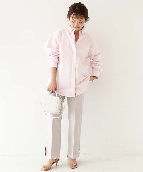 SLOBE IENA（スローブイエナ）の「LE DENIM US OXプチボタンダウンシャツ◆（シャツ/ブラウス・レディース・ピンク/サックスブルー系・FREE）」の21枚目の写真