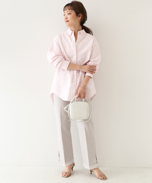 SLOBE IENA（スローブイエナ）の「LE DENIM US OXプチボタンダウンシャツ◆（シャツ/ブラウス・レディース・ピンク/サックスブルー系・FREE）」の20枚目の写真