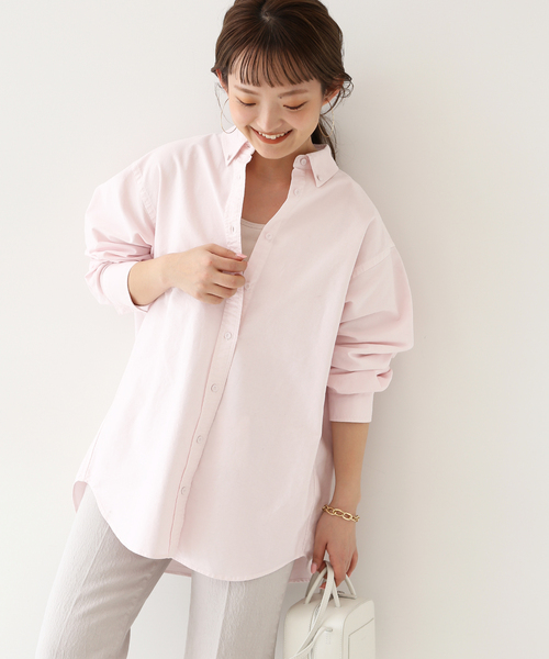 即日発送【新品】スローブイエナ LE DENIM ポイントカラーシャツ グレー LE DENIM スタンドシャツ【洗濯機使用可能】◇（シャツ/ブラウス