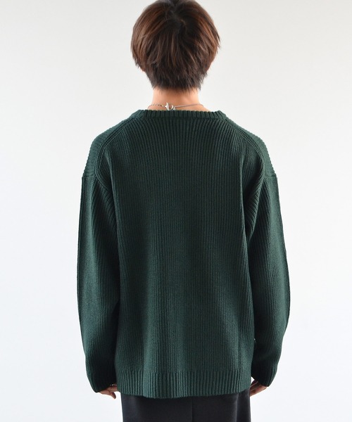 MinoriTY（マイノリティ）の「ニット ビッグシルエット クルーネック ウォッシャブル 静電気防止 セーター 春服 冬服（ニット/セーター・メンズ・オフホワイト/オレンジ/ブルー/チャコール/グリーン/モカ・M/L/XL）」の21枚目の写真