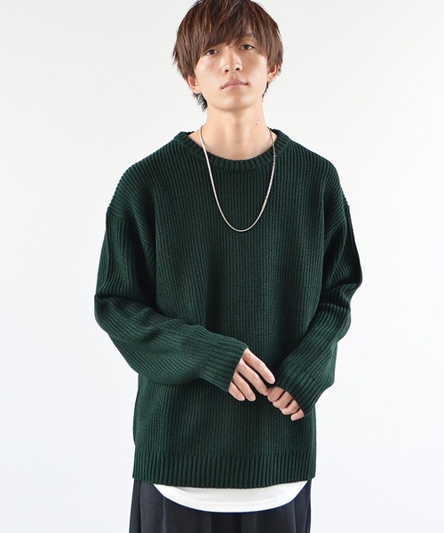 MinoriTY（マイノリティ）の「ニット ビッグシルエット クルーネック ウォッシャブル 静電気防止 セーター 春服 冬服（ニット/セーター・メンズ・オフホワイト/オレンジ/ブルー/チャコール/グリーン/モカ・M/L/XL）」の13枚目の写真