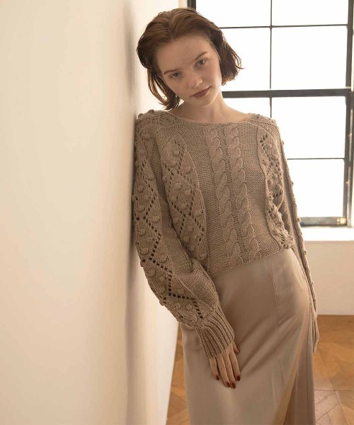 mangata（モンガータ）の「Adorable knit tops（ニット/セーター・レディース・ブラック/ベージュ・FREE）」の16枚目の写真