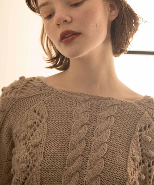 mangata（モンガータ）の「Adorable knit tops（ニット/セーター・レディース・ブラック/ベージュ・FREE）」の5枚目の写真