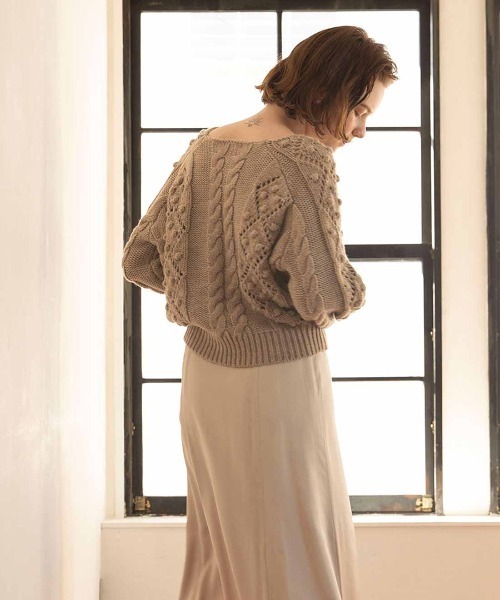 mangata（モンガータ）の「Adorable knit tops（ニット/セーター・レディース・ブラック/ベージュ・FREE）」の3枚目の写真