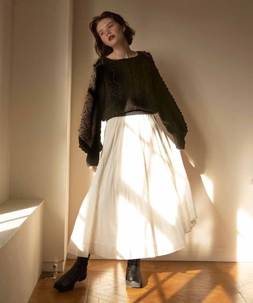 mangata（モンガータ）の「Adorable knit tops（ニット/セーター・レディース・ブラック/ベージュ・FREE）」の6枚目の写真