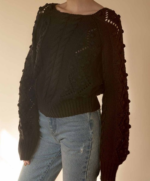 mangata（モンガータ）の「Adorable knit tops（ニット/セーター・レディース・ブラック/ベージュ・FREE）」の15枚目の写真