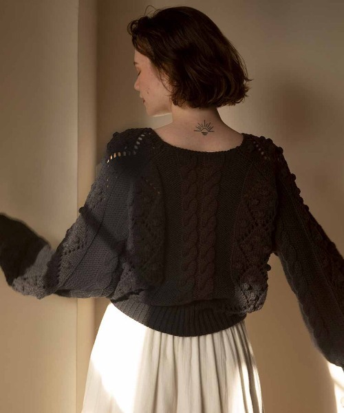 mangata（モンガータ）の「Adorable knit tops（ニット/セーター・レディース・ブラック/ベージュ・FREE）」の13枚目の写真