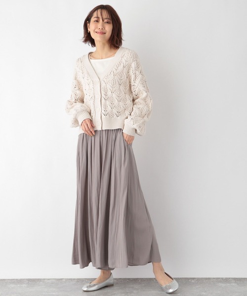 セール】サラサラサテンフレアワイドパンツ/255806（その他パンツ