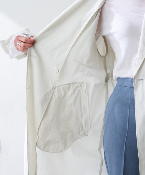 COLLAGE GALLARDAGALANTE(コラージュガリャルダガランテ)の「【OT】お出掛けに・お仕事に/軽量/ワッシャーナイロンシアーシャツコート/手洗い可(トレンチコート・レディース・スカイブルー系/ライトグレー・FREE)」の17枚目の写真