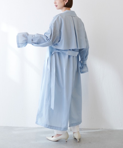 COLLAGE GALLARDAGALANTE(コラージュガリャルダガランテ)の「【OT】お出掛けに・お仕事に/軽量/ワッシャーナイロンシアーシャツコート/手洗い可(トレンチコート・レディース・スカイブルー系/ライトグレー・FREE)」の20枚目の写真