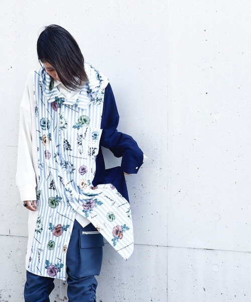 rovtski（ロフトスキー）の「SHARE ROOMSLONG HOOD SHIRT/シェアルームス オーバーサイズ ロングフードシャツ（シャツ/ブラウス・メンズ・ブルー系その他/ブルー系その他2・FREE）」の9枚目の写真