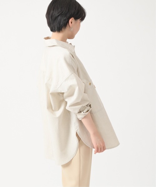U by SPICK&SPAN(ユーバイスピックアンドスパン)の「綿麻スラブオーバーシャツ◆(シャツ/ブラウス・レディース・カーキ/アイボリー・FREE)」の6枚目の写真