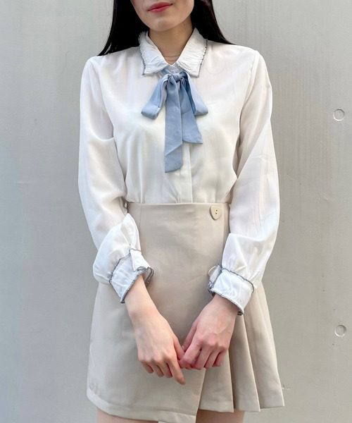 titty＆Co. PETIT（ティティアンドコープティ）の「【titty&Co.PETIT】配色リボンブラウス（シャツ/ブラウス・レディース・ホワイト/ブルー・FREE）」の7枚目の写真