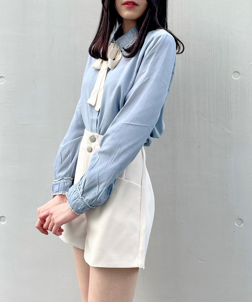 titty＆Co. PETIT（ティティアンドコープティ）の「【titty&Co.PETIT】配色リボンブラウス（シャツ/ブラウス・レディース・ホワイト/ブルー・FREE）」の9枚目の写真