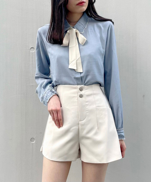 titty＆Co. PETIT（ティティアンドコープティ）の「【titty&Co.PETIT】配色リボンブラウス（シャツ/ブラウス・レディース・ホワイト/ブルー・FREE）」の10枚目の写真