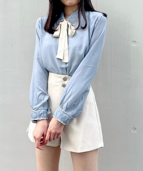 titty＆Co. PETIT（ティティアンドコープティ）の「【titty&Co.PETIT】配色リボンブラウス（シャツ/ブラウス・レディース・ホワイト/ブルー・FREE）」の11枚目の写真