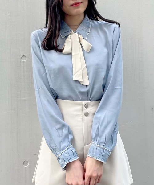 titty＆Co. PETIT（ティティアンドコープティ）の「【titty&Co.PETIT】配色リボンブラウス（シャツ/ブラウス・レディース・ホワイト/ブルー・FREE）」の12枚目の写真