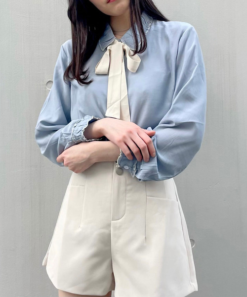 titty＆Co. PETIT（ティティアンドコープティ）の「【titty&Co.PETIT】配色リボンブラウス（シャツ/ブラウス・レディース・ホワイト/ブルー・FREE）」の13枚目の写真