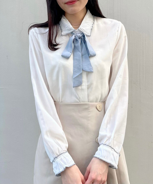 titty＆Co. PETIT（ティティアンドコープティ）の「【titty&Co.PETIT】配色リボンブラウス（シャツ/ブラウス・レディース・ホワイト/ブルー・FREE）」の14枚目の写真