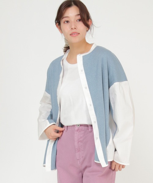 LBC（エルビーシー）の「異素材切り替えビッグシャツ（シャツ/ブラウス・レディース・グレー/ブルー・M/L）」の2枚目の写真