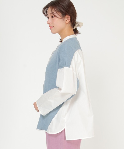 LBC（エルビーシー）の「異素材切り替えビッグシャツ（シャツ/ブラウス・レディース・グレー/ブルー・M/L）」の11枚目の写真
