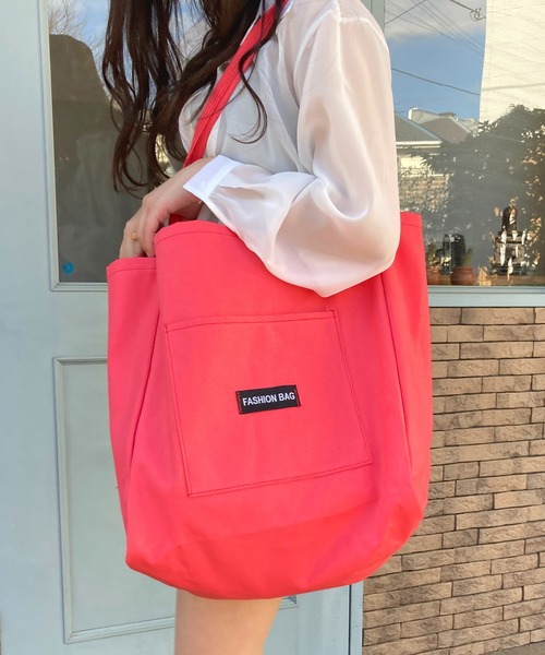 Loco Ocean（ロコオーシャン）の「カラフル キャンバス ビッグトートバッグ（トートバッグ・レディース・ピンク/イエロー/オレンジ/グリーン・ONE SIZE）」の3枚目の写真