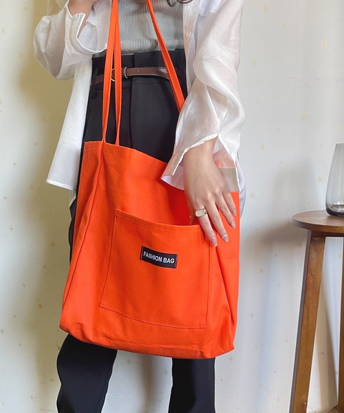 Loco Ocean（ロコオーシャン）の「カラフル キャンバス ビッグトートバッグ（トートバッグ・レディース・ピンク/イエロー/オレンジ/グリーン・ONE SIZE）」の4枚目の写真