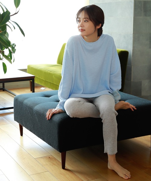 GLOBAL WORK(グローバルワーク)の「リラックススラブプルオーバー/269313(Tシャツ/カットソー・レディース・ライトブルー/グレー/オフホワイト・FREE)」の4枚目の写真