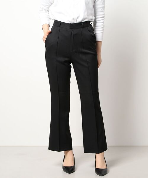 Q（キュー）の「カラーフレアパンツ（スラックス・レディース・ブラック/グリーン・MEDIUM）」の3枚目の写真