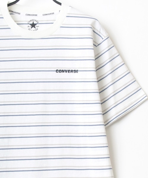 CONVERSE(コンバース)の「CONVERSE/コンバース ボーダー ロゴ オールスター ワンポイント刺繍 Tシャツ(Tシャツ/カットソー・メンズ・ホワイト系その他/グリーン系その他/ホワイト系その他2/ホワイト系その他3/ホワイト系その他4/ホワイト系その他5・LL/M/L)」の3枚目の写真