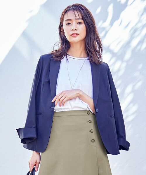 J.PRESS Ladies(J.プレス レディス)の「スーパーハイゲージカルゼ テーラード ジャケット(テーラードジャケット・レディース・ライトグレー系/ネイビー系・XS)」の1枚目の写真