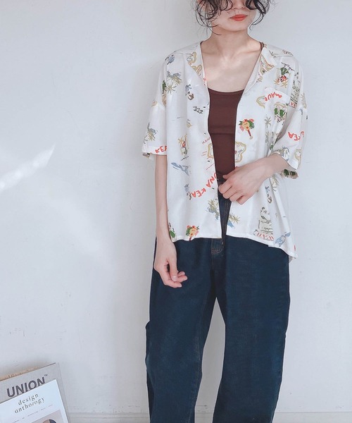 AS KNOW AS plus(アズノゥアズプラス)の「●アロハで楽しむ開衿シャツ(シャツ/ブラウス)」|オフホワイト