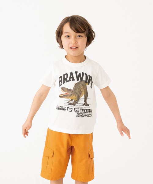 RUGGEDWORKS(ラゲッドワークス)の「《made in Japan》 転写プリント半袖TEE(Tシャツ/カットソー・キッズ・ブラウン/カーキ/グレー/ブルー/グリーン・100/130/120/140/110/90)」の3枚目の写真