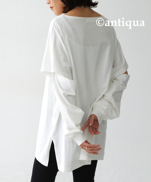 antiqua（アンティカ）の「2wayカットソー（Tシャツ/カットソー・レディース・オフホワイト/ブラック・FREE）」の11枚目の写真