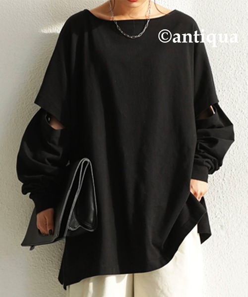 antiqua（アンティカ）の「2wayカットソー（Tシャツ/カットソー・レディース・オフホワイト/ブラック・FREE）」の22枚目の写真