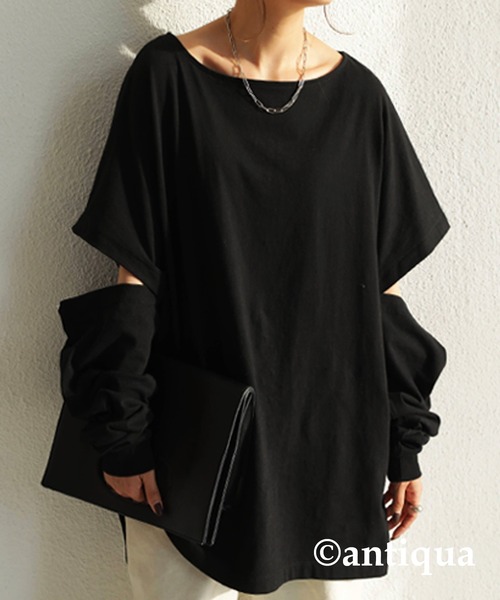 antiqua（アンティカ）の「2wayカットソー（Tシャツ/カットソー・レディース・オフホワイト/ブラック・FREE）」の20枚目の写真