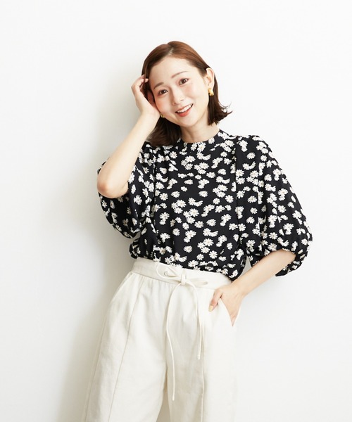PAPAVER（パパヴェル）の「【PAPAVER】デイジープリントバンドカラーブラウス（シャツ/ブラウス・レディース・グリーン/ホワイト/ブラック・MEDIUM）」の18枚目の写真