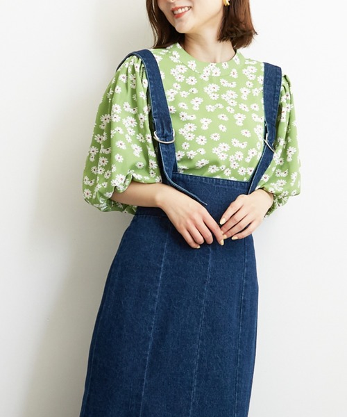 PAPAVER（パパヴェル）の「【PAPAVER】デイジープリントバンドカラーブラウス（シャツ/ブラウス・レディース・グリーン/ホワイト/ブラック・MEDIUM）」の7枚目の写真