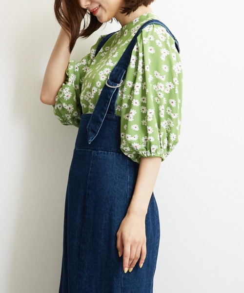 PAPAVER（パパヴェル）の「【PAPAVER】デイジープリントバンドカラーブラウス（シャツ/ブラウス・レディース・グリーン/ホワイト/ブラック・MEDIUM）」の8枚目の写真