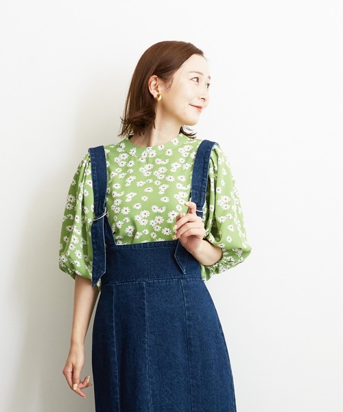 PAPAVER（パパヴェル）の「【PAPAVER】デイジープリントバンドカラーブラウス（シャツ/ブラウス・レディース・グリーン/ホワイト/ブラック・MEDIUM）」の9枚目の写真