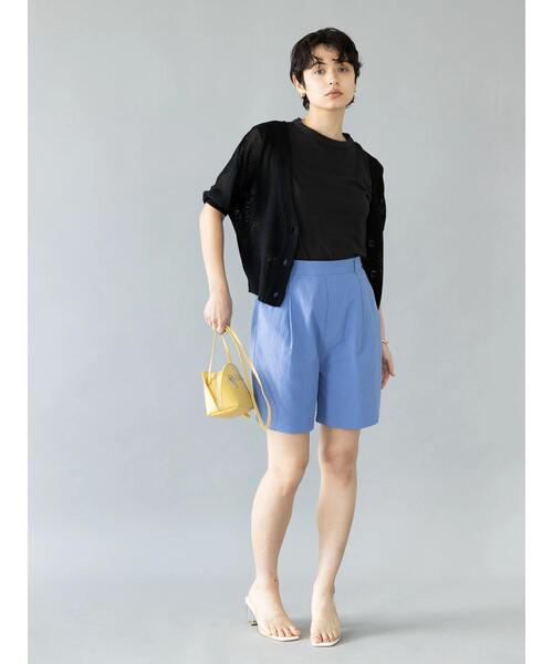 koe(コエ)の「麻見えエンボスショートパンツ*(その他パンツ・レディース・ブラック/ブルー/グリーン/アイボリー・M)」の13枚目の写真