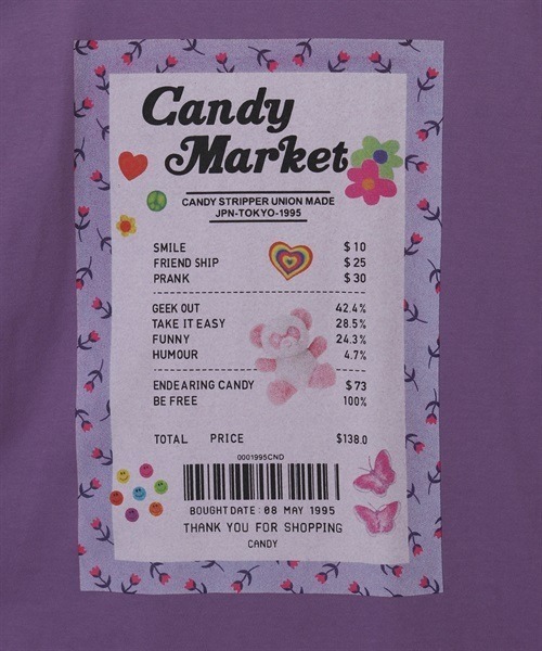Candy Stripper(キャンディストリッパー)の「CANDY MARKET BIG BIG Tシャツ(Tシャツ/カットソー・レディース・ラベンダー/オフホワイト/ブラック・2)」の15枚目の写真