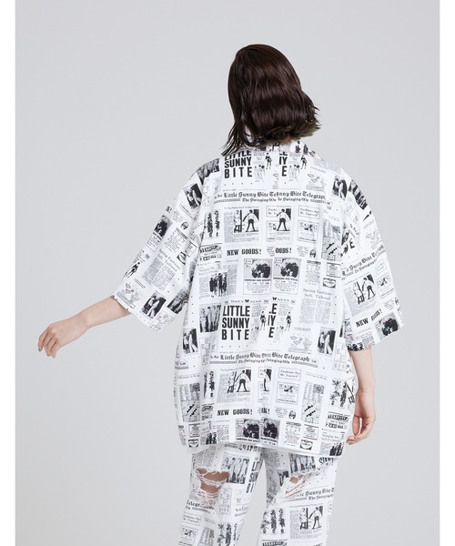 Little sunny bite（リトルサニーバイト）の「shana sadeghi-ray x little sunny bite Original news paper print shirts（シャツ/ブラウス・レディース・ホワイト系その他・SMALL/MEDIUM）」の3枚目の写真